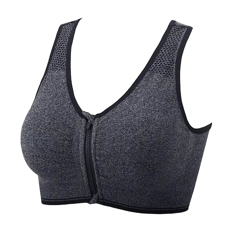 Seamless Front-Zip Sports Bra