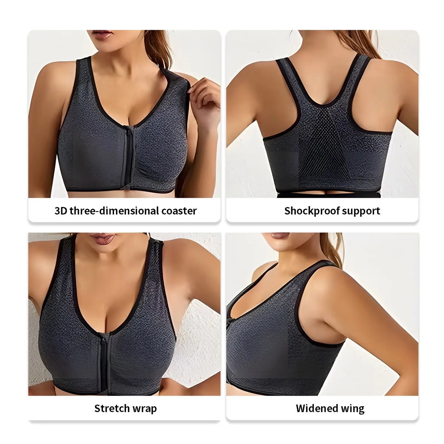 Seamless Front-Zip Sports Bra