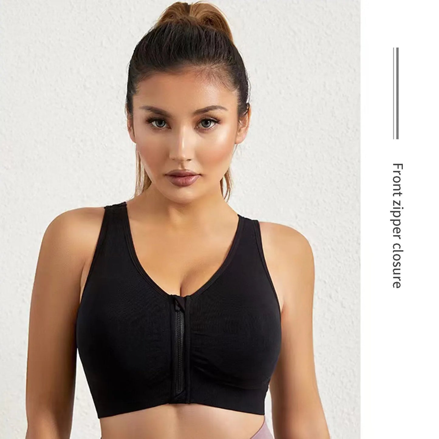 Seamless Front-Zip Sports Bra