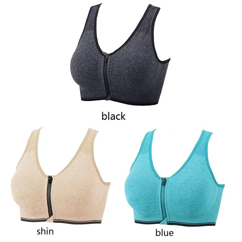 Seamless Front-Zip Sports Bra