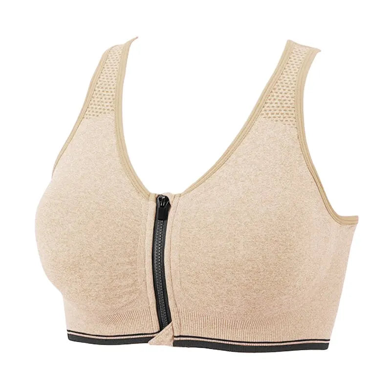 Seamless Front-Zip Sports Bra