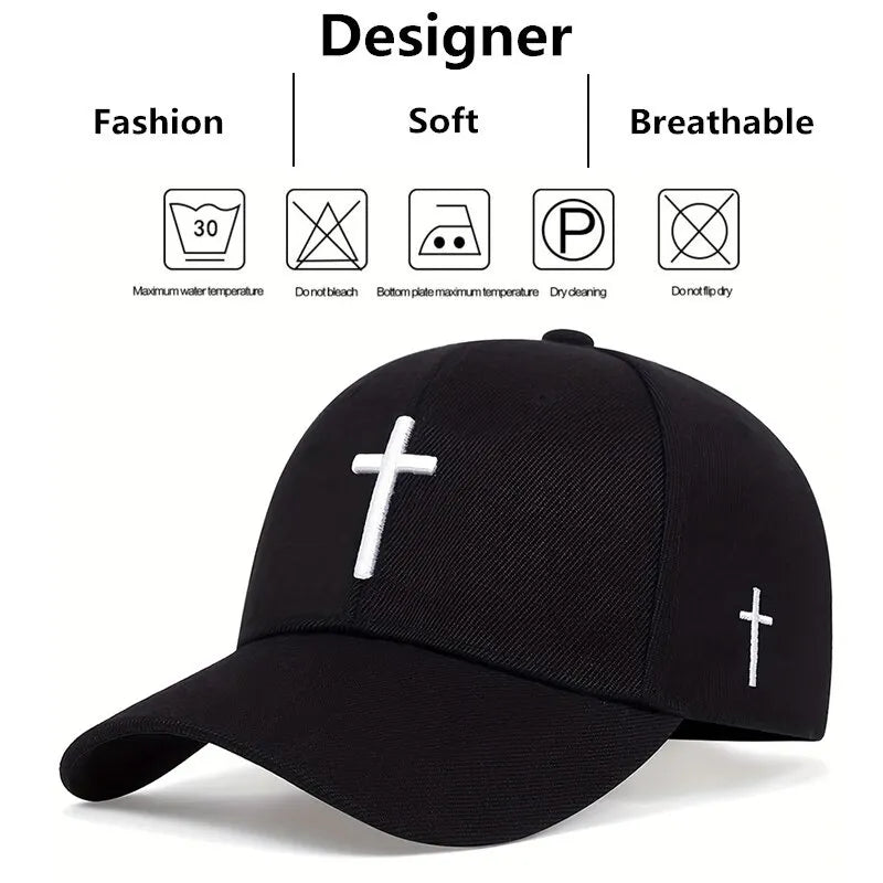 Cross Embroidery Snapback Baseball Cap