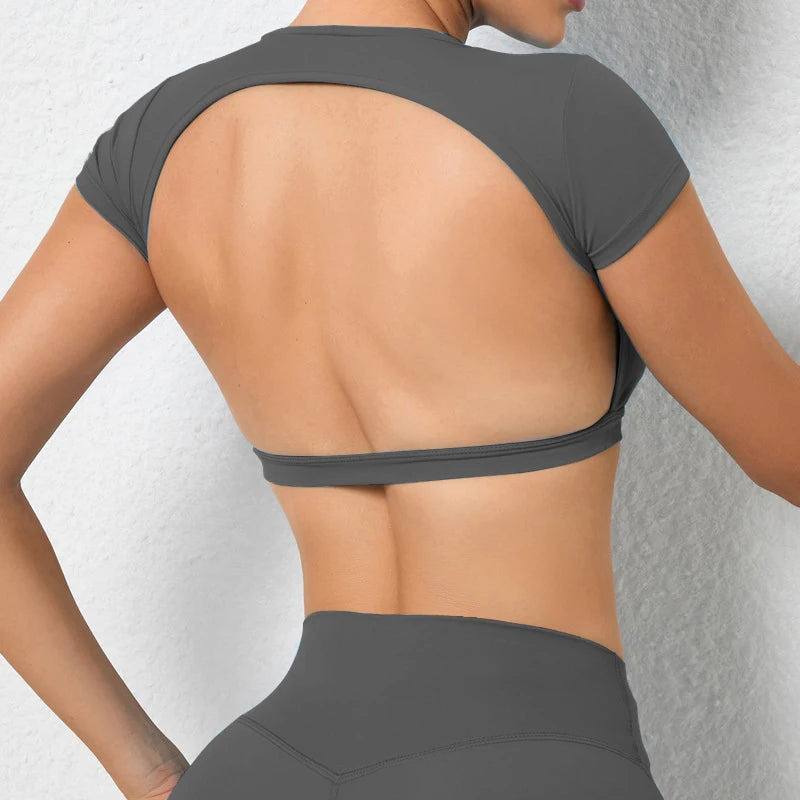 Breathable Backless Sports Crop Top