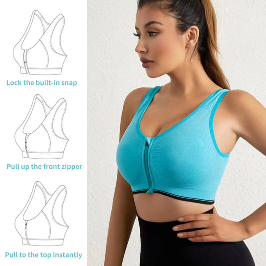 Seamless Front-Zip Sports Bra