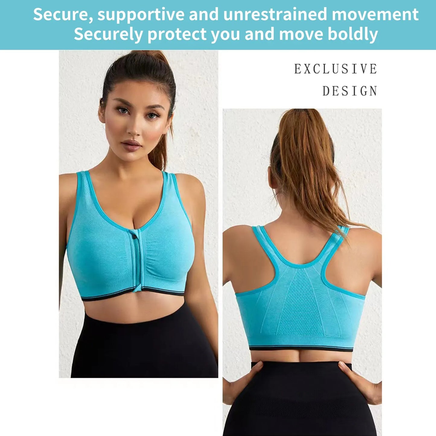 Seamless Front-Zip Sports Bra